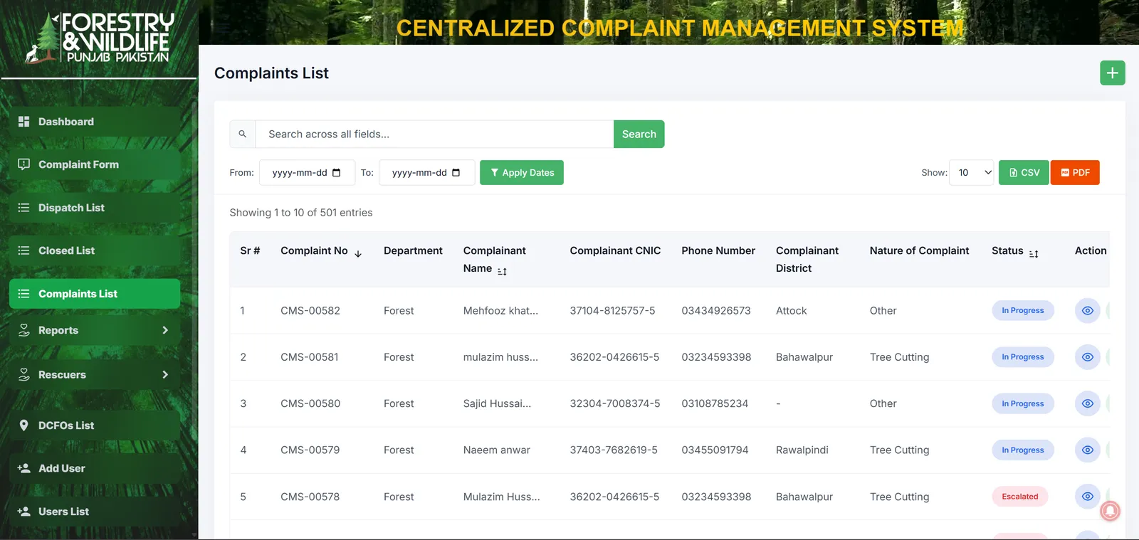 Complaint Management System — Frame 10